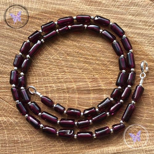 Garnet Tube Bead Necklace